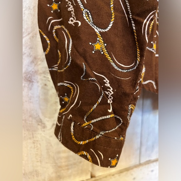 Rockies Ladies Brown Lasso Retro Cowgirl Button-Up Long Sleeve Blouse Size Small - Picture 4 of 10